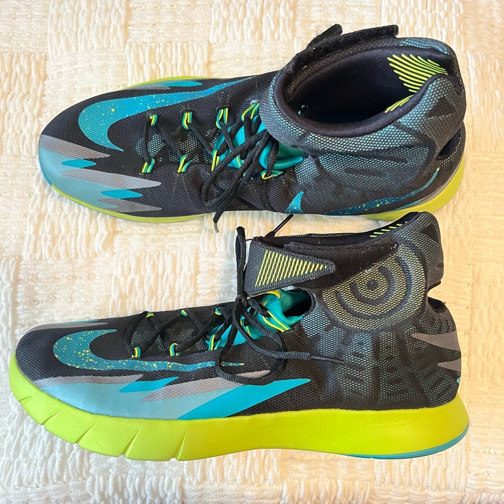 Nike Zoom Hyperrev Black Teal 2013 Basketball Sneakers 630913-010 Mens Size 14
